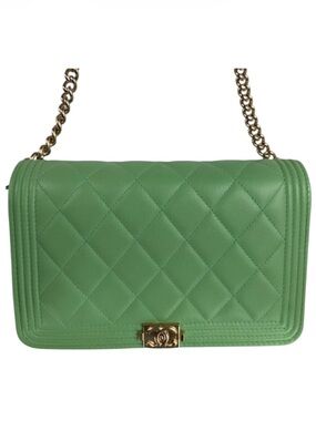 CHANEL Lambskin BOY WOC Shoulder/Crossbody Bag Series 27 (2019) • Green + GHW